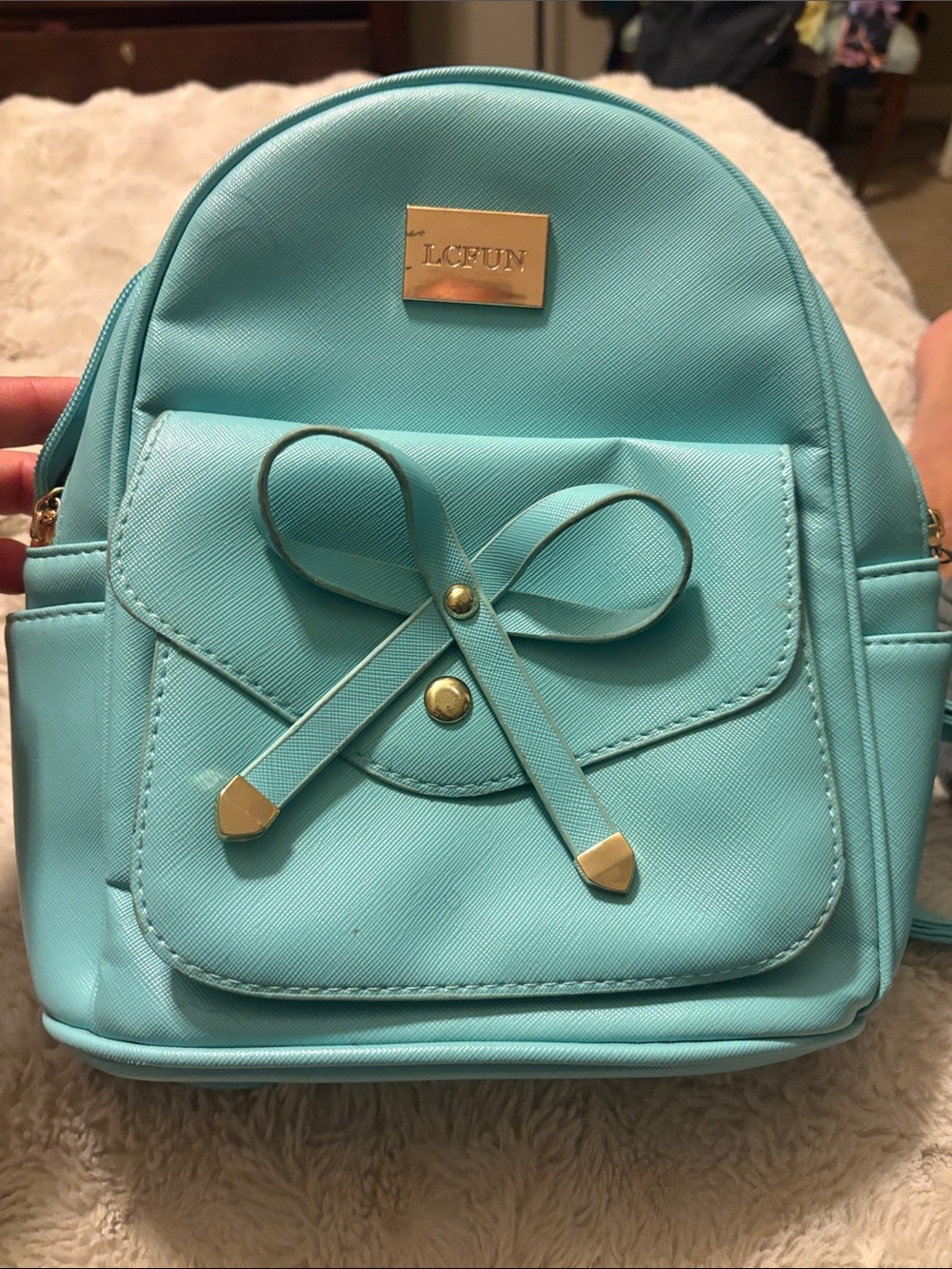 Mint Bow Accent Mini Backpack for Women